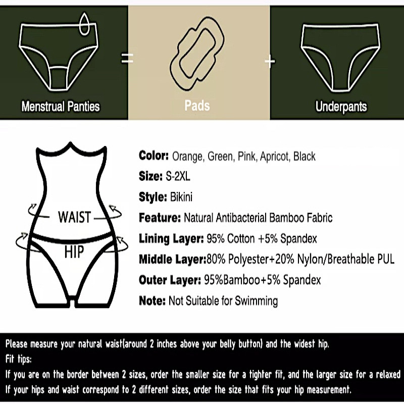 Teens Women Period Menstruation Small-2XL underwear Zero leakage